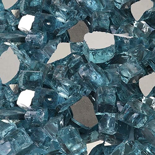 Reflective Fire Pit Glass - Fire Glass for Fire Pit - Firepit Glass Rock - Glass Stones - Fire Pit Glass Rocks - Gas & Propane Fire Pit & Fireplace Glass (10 Pound, Seafoam)