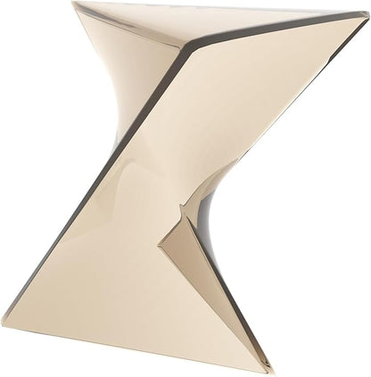 LeisureMod 15.75" Stackable Weather-Resistant Plastic Triangular Side Table - Accent End Table for Indoor & Outdoor Use (Transparent Amber, Set of 2)