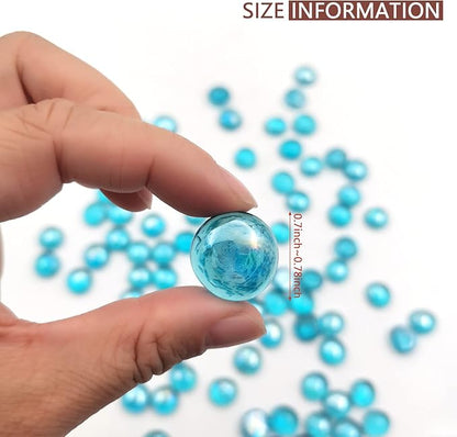 Flat Glass Marbles 1 Pound Vase Filler Fire Pit Glass Pebbles for Indoor Plants, Aquarium Fish Tank Decorations, Home Decor, Fire Pit, Landscaping, Arts Crafts (Ocean Blue)