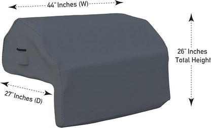 Covers & All Built-in Grill Cover for Outdoor Grill – Heavy Duty 12 oz Waterproof Built-in BBQ Grill Cover, PVC-Coated Polyester with Elastic Hem for Snug Fit (44 x 27 x 26 inches, Grey)