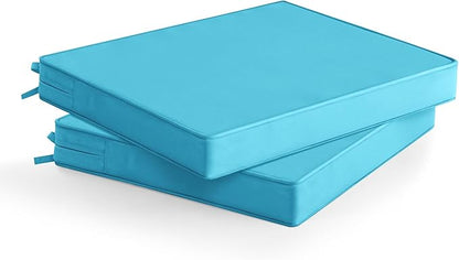 Summsun Outdoor Chair Cushions Set of 2: Waterproof & Fade Resistant Seat Cushion for Patio Furniture - 19 x 19 x 2 Inch Chair Pads with Ties and Hidden Zipper - Patio Chair Cushion Replacement, Teal