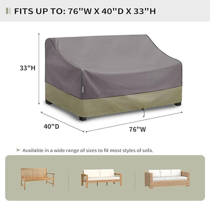 KylinLucky Outdoor Patio Sofa Cover fit 76 x 40 x 33 inch, 75 x 39, 74 x 38 Waterproof Weatherproof Heavy Duty 600D Garden Furniture Cover for Outside Sofa Couch