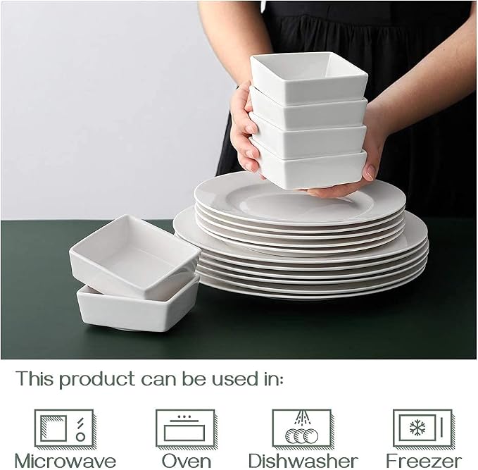 DOWAN Creme Brulee Ramekins 6 oz Oven Safe, Small Ceramic Square Ramekin, Custard Cups Souffle Baking Dish, Dipping Bowls Soy Sauce Dish Appetizer Plates, Set of 6, Soft White