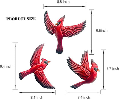 J-Fly Metal Red Bird Wall Decoration Bird Wall Hanging Decor Outdoor Metal Wall Art Cardinal Outdoor Decor Suitable For Living Room Bedroom Patio Kitchen Outdoor Fence Decoration 9 Inch