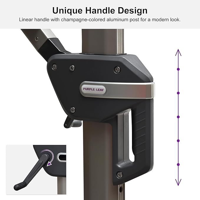 PURPLE LEAF Patio Umbrella with Base Included, 10‘×13’ Outdoor Aluminum Cantilever Umbrella with 360° Rotation, Aluminum Large Offset Umbrella for Outdoor Garden Pool, Navy Blue