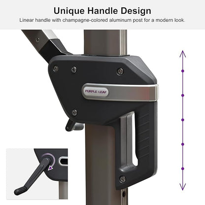 PURPLE LEAF Patio Umbrella with Base Included, 10‘×13’ Outdoor Aluminum Cantilever Umbrella with 360° Rotation, Aluminum Large Offset Umbrella for Outdoor Garden Pool, Navy Blue