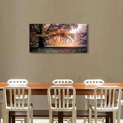 Tree of Life Wall Art Canvas Prints Natural Landscape Picture Home Decor Colorful Forest Paintings for Living Room Bedroom Bathroom Kitchen Decorations 20x40 Wooden Framed Artwork Easy Hanging
