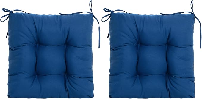 ARTPLANT Outdoor Dinning Seat Pads Cushions with Tie 19"x19"x4",Square Wicker Outdoor Tufted Chair Cushion,Set of 2,Red