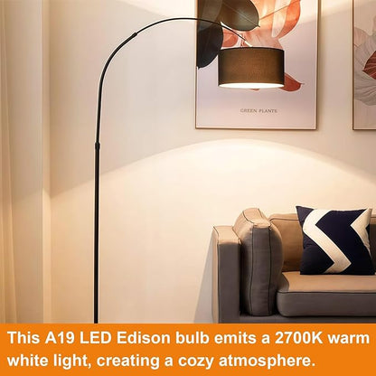 Vinaco A19 Dimmable LED Bulb 2700K Warm White, 6 PCS A19 Edison Bulb, 8W Equal 60W Clear Light Bulbs, Long Lasting 806LM Edison Bulbs E26 LED CRI85+ for Living Room, Chandelier