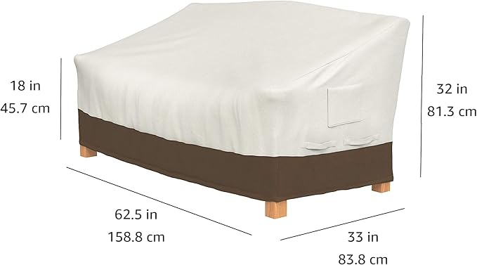 Amazon Basics 3-Seater Waterproof, Anti-UV, Durable, Outdoor Furniture Cover,Beige/Tan