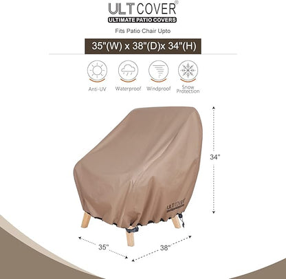 ULTCOVER Waterproof Patio Chair Cover – Outdoor Lounge Deep Seat Single Lawn Chair Cover 2 Pack Fits Up to 35W x 38D x 34H inches