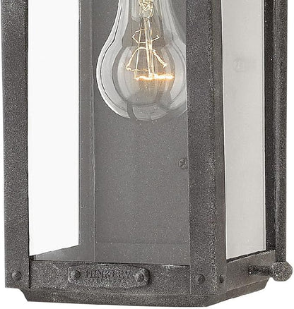 Hinkley Anchorage Small Single Light Wall Mount Lantern - Estate & Heritage Series, Aluminum, Clear Glass - Aged Zinc Finish