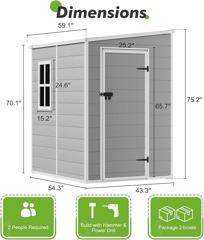 5x4 Shed Resin Outdoor Storage with Floor Included, Waterproof Small Plastic Garden Tool Sheds Cabinet