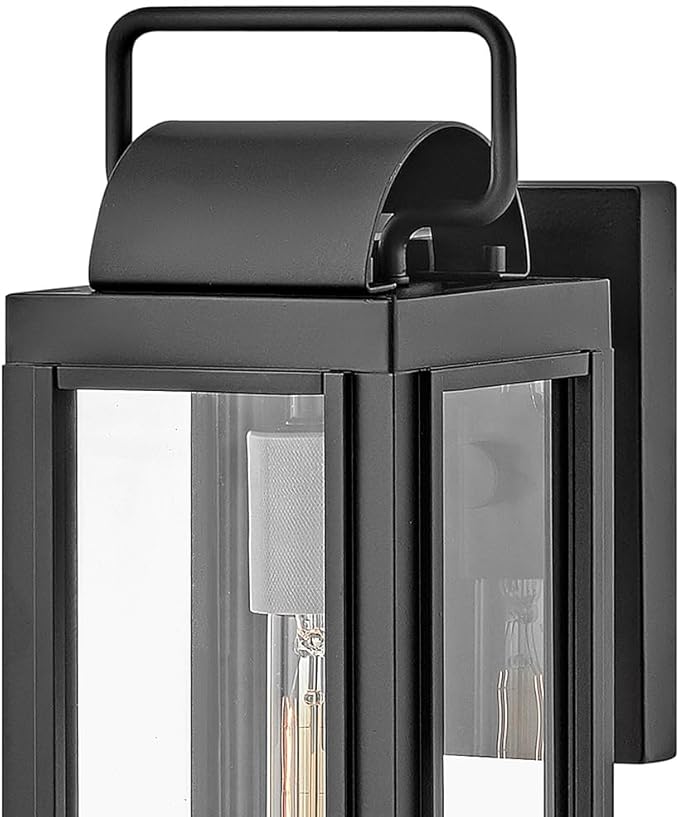 Hinkley Sag Harbor Medium Wall Mount Lantern - Heritage Collection, 1-Light, Traditional, Aluminum, Clear Glass - Black with Burnished Bronze Accents