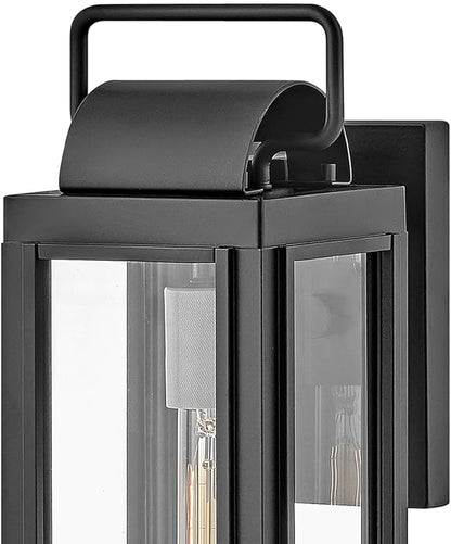 Hinkley Sag Harbor Medium Wall Mount Lantern - Heritage Collection, 1-Light, Traditional, Aluminum, Clear Glass - Black with Burnished Bronze Accents