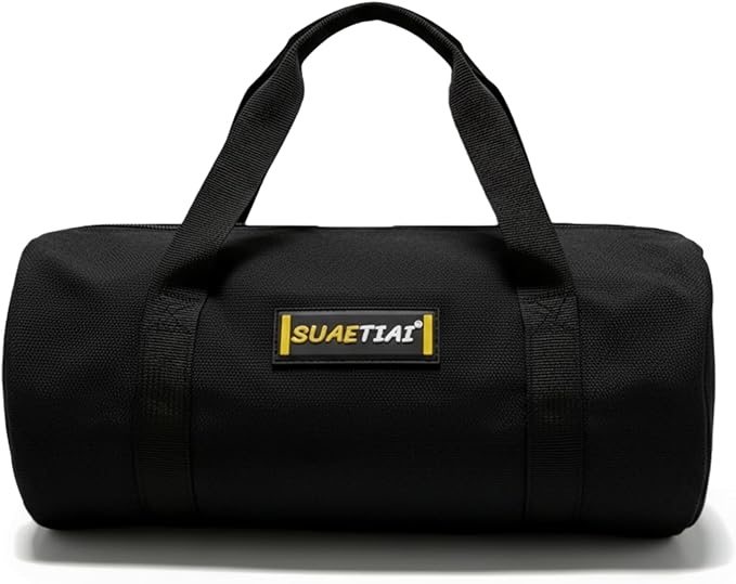 14 Inch Small Tool Bags for Men, Wide Mouth Zipper Tool Storage Bag, Large Capacity Canvas Tool Tote Bag, Multi-Function Tool bag for Storage Wrenches, Screwdrivers, Repair Tools (Black)