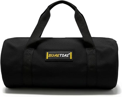 14 Inch Small Tool Bags for Men, Wide Mouth Zipper Tool Storage Bag, Large Capacity Canvas Tool Tote Bag, Multi-Function Tool bag for Storage Wrenches, Screwdrivers, Repair Tools (Black)
