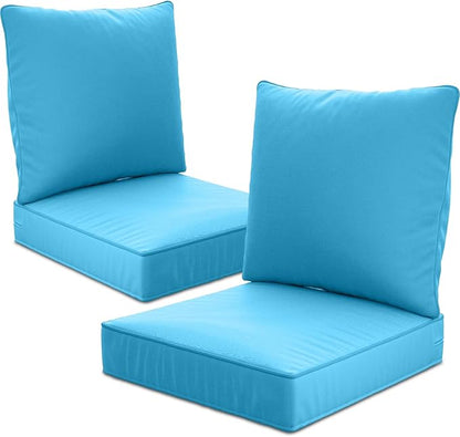 22" x 22" x 6" Outdoor Deep Seat Cushions Set - 2 Set Waterproof & Fade Resistant Patio Furniture Replacement Cushions, Non-Slip Outdoor Cushions Fit Loveseats, Couches, Chairs, and Sofas.