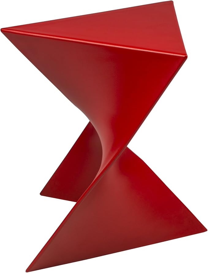 LeisureMod 15.75" Stackable Weather-Resistant Plastic Triangular Side Table - Accent End Table for Indoor & Outdoor Use (Red, Single)