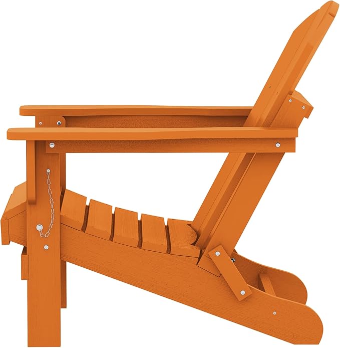 SERWALL Folding Adirondack Chair for Patio Garden Outdoors Heavy All-Weather Fire Pit Chairs - Orange