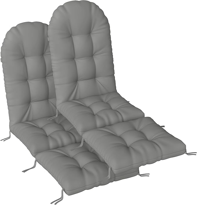 Adirondack Chair Cushion with Ottoman, Folding Adjustable Adirondack Seat Cushions, Waterproof Adirondack Patio Chair Pads for Garden, Deck, or Poolside, Small-Gray-2