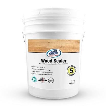 Rain Guard Wood Sealer 5 Gallon | Ready to Use | Protects Wood from Water Damage, Rotting, and Stains | Water Based Silane/Siloxane | Eco-Friendly | VOC-Free | Natural Finish