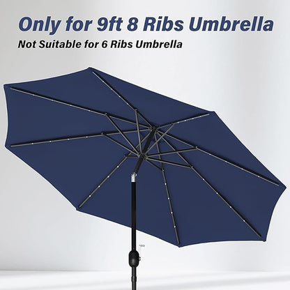 Simple Deluxe 2 Pack 9' Patio Umbrella Replacement Canopy Only Outdoor Table Market Yard Umbrella Replacement Top Cover with 8 Ribs, Dark Blue