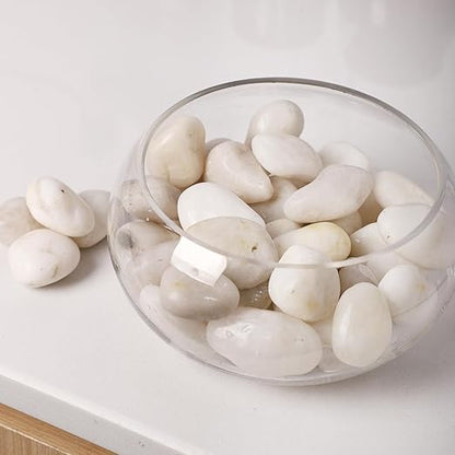 20LB River Pebbles Polished Gravel for Plants Natural White Plant Stones River Rocks 3/4-1 5/8 Inch River Stones for Landscaping Small Pebbles for Crafts