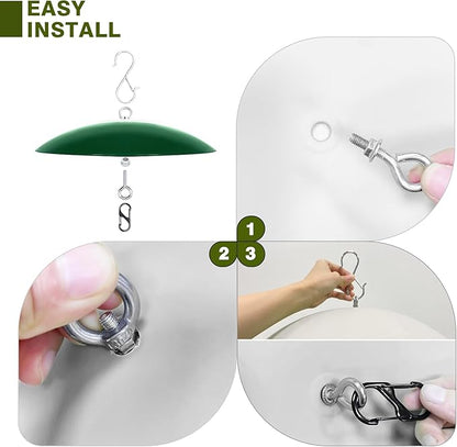 13" Bird Feeder Rain Cover,Bird Feeder Dome,Hummingbird Feeder Squirrel Guard, Proof Bird Feeders Baffle,Smart Birds Feeder's Umbrella(Green), 1 Pack