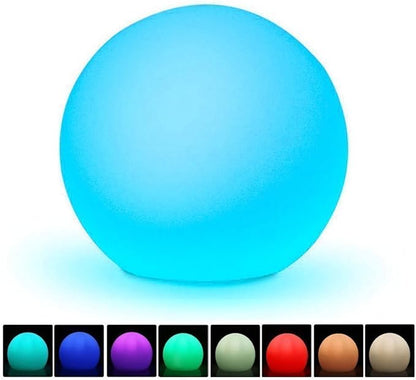 LED Globe Ball Light, Waterproof Rechargeable LED Bedside Table Lamp,Night Decorative Mood Light with 16 Color Change and 4 Flash Modes,Suits for Outdoor Indoor Decoration (15CM-Ball)