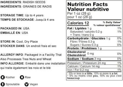 Food to Live - Radish Seeds for Sprouting, 3 Pounds Edible Seeds, Pure, Vegan, Kosher, Bulk. Rich in Vitamin C. High Germitation Rate. Grow Sprouts, and Microgreens for Salad, Sandwiches, Rolls.