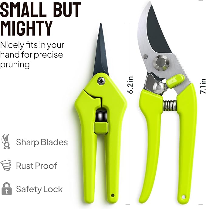 2-Pack Stainless Steel Gardening Scissors, Pruning Shears and Clippers for Gardening