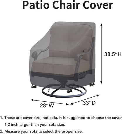Easy-Going Outdoor Swivel Chair Cover Waterproof, Heavy Duty Patio Chair Cover, Windproof Outdoor Furniture Cover with Air Vent (2 Pack-28Wx33Dx38.5H inch, Gray/Dark Gray)