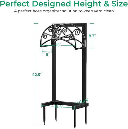 TomCare Garden Hose Holder Heavy Duty Water Hose Holder Holds 160 FT Hoses 4 Spikes Hose Reel Freestanding Hose Hanger Sturdy Hose Storage Stand for Outside Yard Lawn