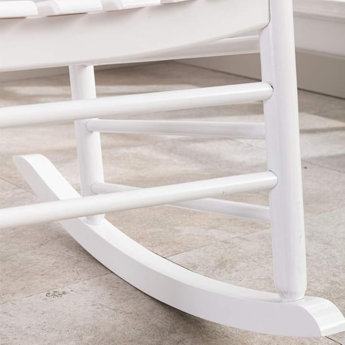 Outdoor Patio Rocking Chair Furniture Comfy Rocker for Adults Porch Balcony Garden Indoor Outside Wooden, White