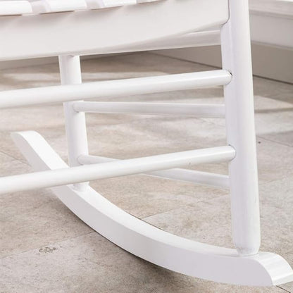 Outdoor Patio Rocking Chair Furniture Comfy Rocker for Adults Porch Balcony Garden Indoor Outside Wooden, White