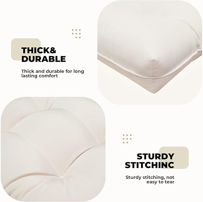 DANGHOOGY Wicker Chair Cushions, Waterproof Outdoor Loveseat Cushions for Patio Furniture, 3 Pieces Wicker Furniture Cushions, 1 Loveseat and 2 U-Shaped Cushions, Cream