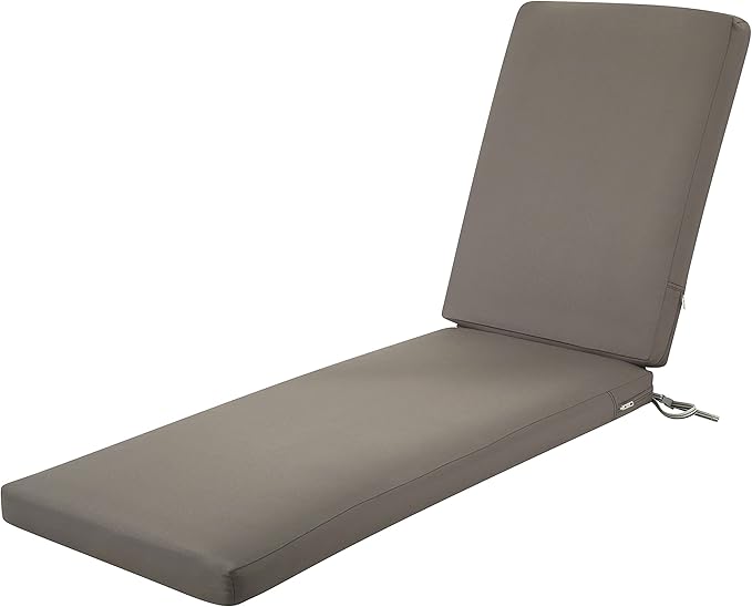 Classic Accessories Ravenna Water-Resistant 72 x 21 x 3 Inch Patio Chaise Lounge Cushion, Dark Taupe, Patio Cushion