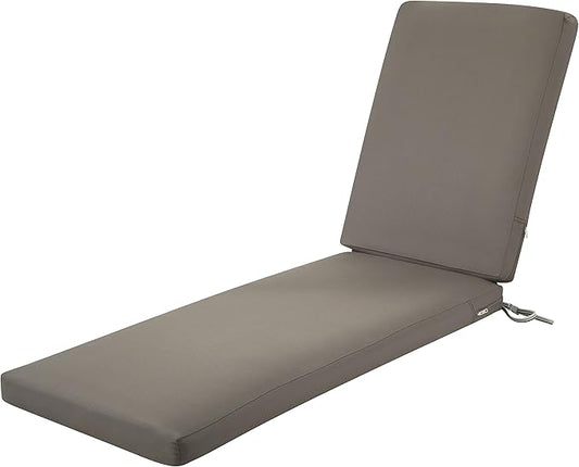 Classic Accessories Ravenna Water-Resistant 72 x 21 x 3 Inch Patio Chaise Lounge Cushion, Dark Taupe, Patio Cushion
