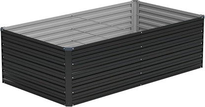 Vengarus 6x3x2FT Galvanized Raised Garden Bed Kit, Deep Root Planter Box Outdoor Large Planter Raised Beds for Planting Flowers,Vegetables and Herbs-Black