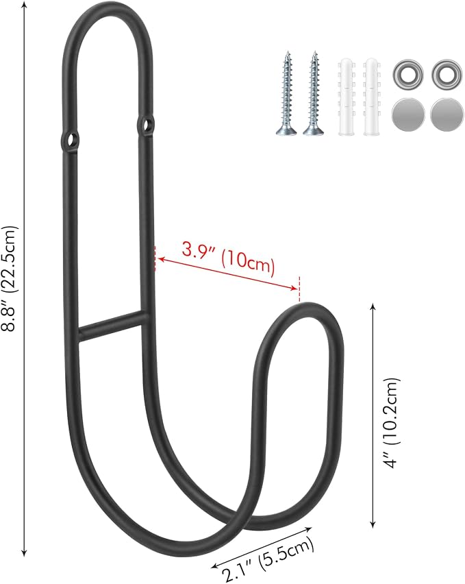 Garden Hose Holder, Wall Mount Water Hose Hanger, Hanging Storage Rack for Garden Hoses, Ropes, Outside Yard (Black)
