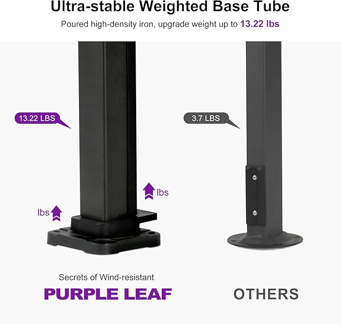 PURPLE LEAF 12 FT Square Patio Umbrella with Base Large Offset Hanging Outdoor Cantilever Umbrella Included Base for Garden Deck Backyard Pool Grey