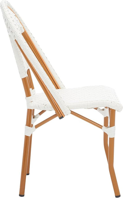 SAFAVIEH Outdoor Collection California Bistro White Side Chair Set of 2 (Fully Assembled)