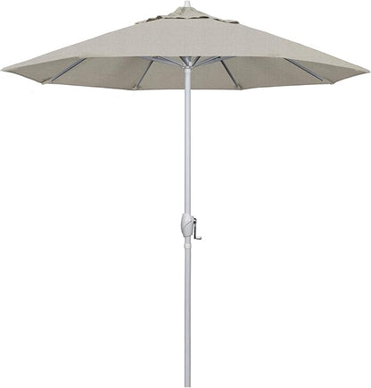 California Umbrella 7.5' Rd Aluminum Patio Umbrella, Crank Lift, Auto Tilt, White Finish