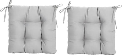 ARTPLANT Outdoor Dinning Seat Pads Cushions with Tie 19"x19"x4",Square Wicker Outdoor Tufted Chair Cushion,Set of 2,Grey