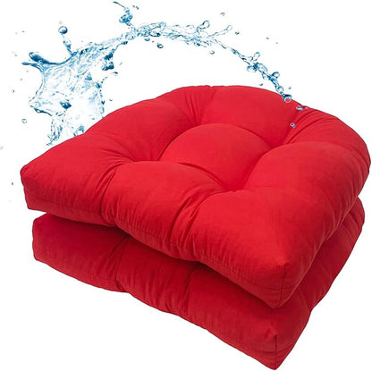 MTMR Waterproof Outdoor Chair Cushions Set of 2, 19X19 Patio Wicker Chair Cushions, Tufted Outdoor Cushions for Patio Furniture, Thick Outdoor Patio Replacement Seat Pads for Porch Lawn Chairs Red