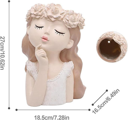 Resin Fairy Girl Planter with 2 Rooted Spider Plant Cuttings – Elegant Desktop Flower Pot & Home Décor Gift