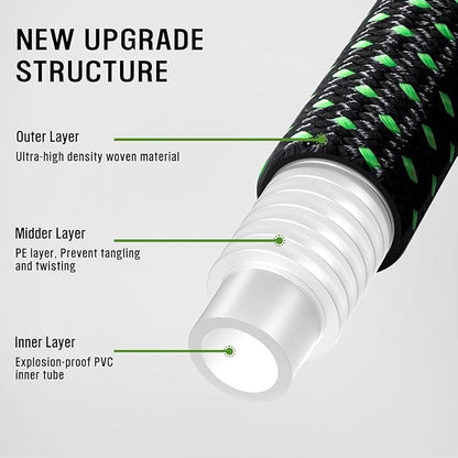 HBife 150ft Garden Hose, Non Expandable Garden Hose with 10 Function Sprayer Nozzle, Flexible Lightweight Water Hose for Yard, Lawn, Car Wash and Outdoor