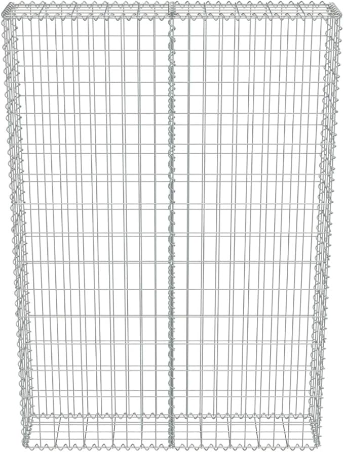 Galvanized Steel Gabion Wall with Covers, Gabion Mesh Wire Wall Panel Galvanized Steel Garden Stone Wire Basket Fencing Patio Decorative Fence, 39.4"x7.87"x59",-179