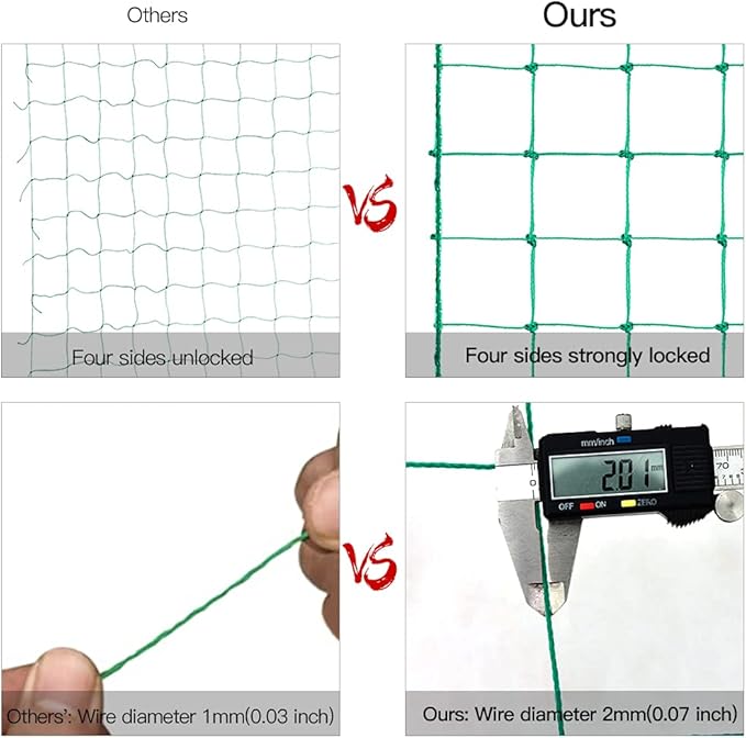 Trellis Netting, PDGROW Climbing Plant Support Net Garden Pea Bean Neting, Heavy-Duty PE Trellis Net for Cucumber, Tomato, Vegetables, Fruits, Sweet Pea Plants (6.6' x 8.2'Ft)
